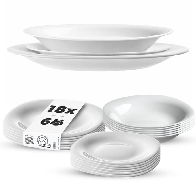 Kadax Serviesset 18 Delen Wit - 6 Personen - Vierkante Borden