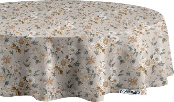 Protecttable - Rond Tafelzeil Margo Beige Ø138cm - Tafelkleed Afwasbaar - Kunststof