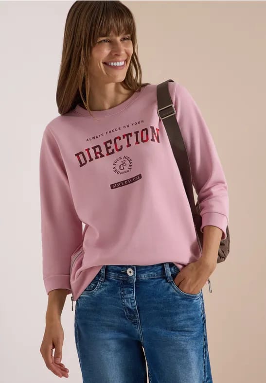 Shirt met 3/4-mouwen, ronde hals en tekst