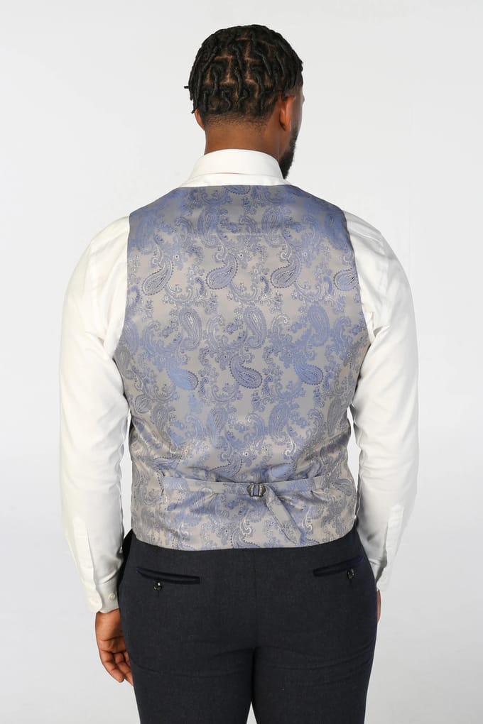 Marineblauwe formele herenvesten van wolmix tweed