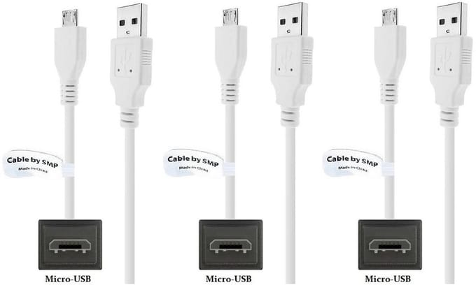 3 stuks OneOne 1,2m Micro USB kabel. Stevige laadkabel. Oplaadkabel snoer past op past op Samsung Galaxy Instinct, Mega, Metro, Neo, Omnia, Pocket, Rex, Star, Note, Note 2, Note 3 Note 4, Note 5, Note 8.0, Note Edge, NotePro 12.2