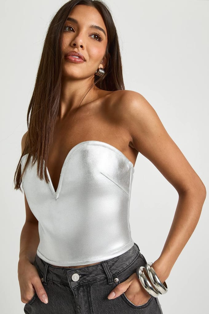 boohoo Dames Bandagendraad Detail Boven | Zilver | Maat: 36
