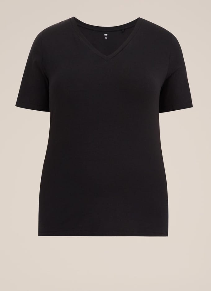 WE Fashion Dames T-shirt met V-hals - Curve