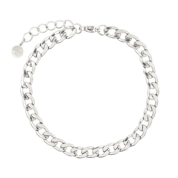 Mint15 Armband platte schakel - Zilverkleur RVS/Stainless Steel