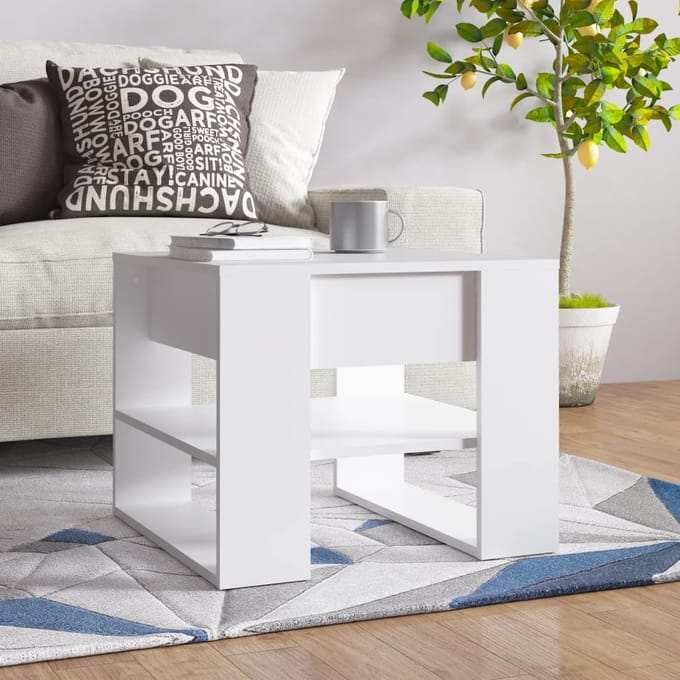 vidaXL - Salontafel - 55,5x55x45 - cm - bewerkt - hout - wit