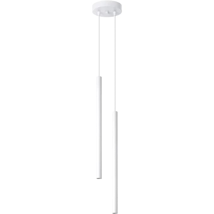 Hanglamp PASTELO 2 met 2 slanke buiskappen - Sollux Lighting - IP20 - Wit staal behuizing - 15 x 15 x 118 cm - 2 x G9 LED, exclusief lichtbron - 2 x 8 W - Moderne hanglamp voor woonkamer, slaapkamer en eetkamer