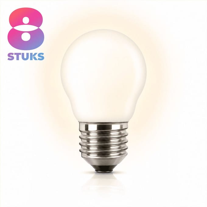 8x Kogel Gloeilamp E27 - 25W - Warm Wit Licht (2700K) - 215 lm - 1 jaar - Dimbaar