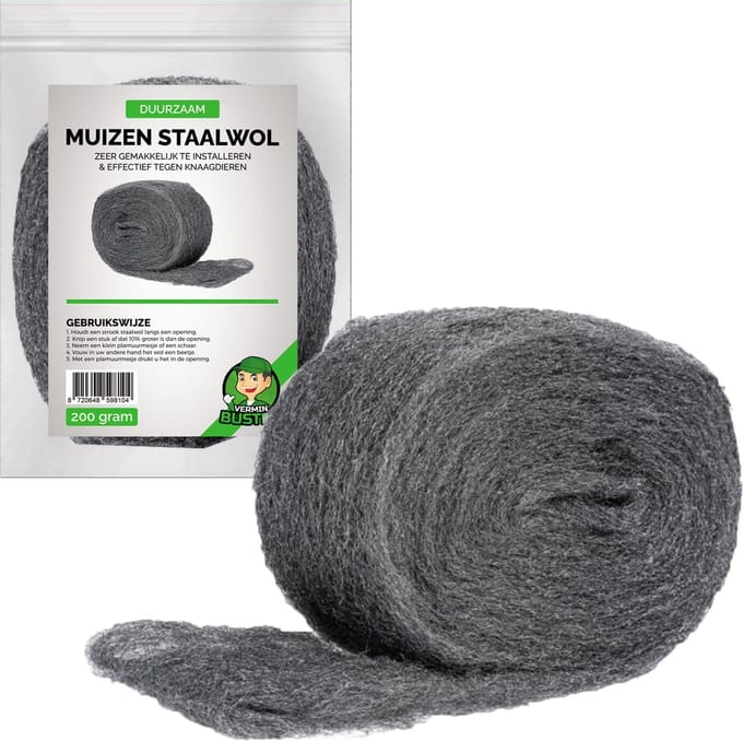 VerminBuster Muizen Staalwol - 6 meter - 200 gram - Muizengaas - Muizenverjager