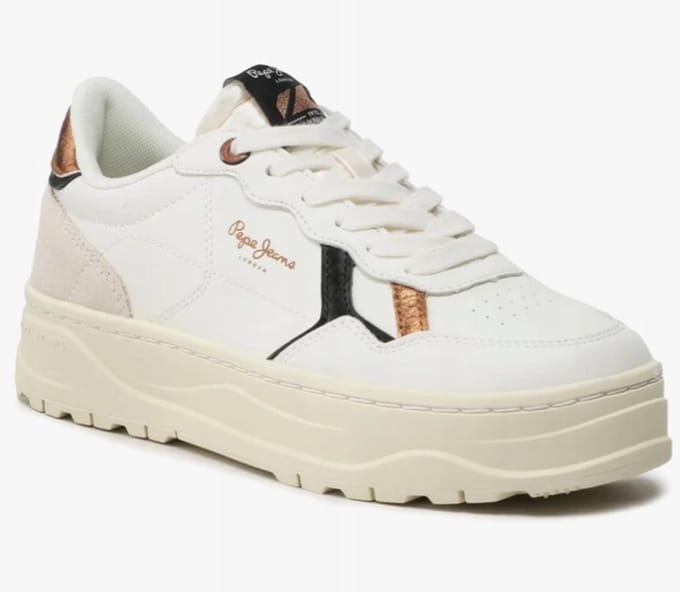Pepe Jeans Serie - Leren Sneakers - Dikke Zool - Wit - Maat 41
