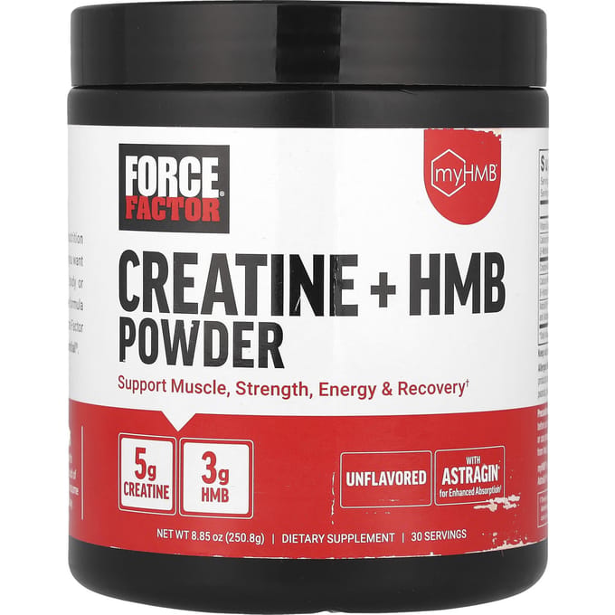 Force Factor, Poudre de Créatine + HMB, Non aromatisée, 8,85 oz (250.8 g)