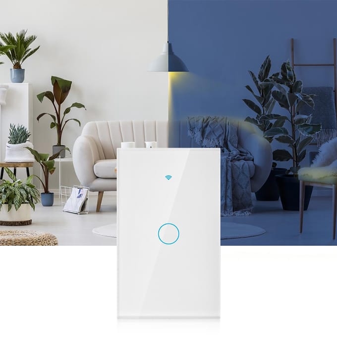 WiFi Touchscreen Schakelaar Enkele Cirkel voor Alexa voor Google 1?Weg AC  (Wit ) wit