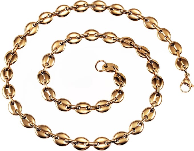 60cm x 9mm Koffieboon Ketting Unisex - Stalen Goudkleur - Schakelketting