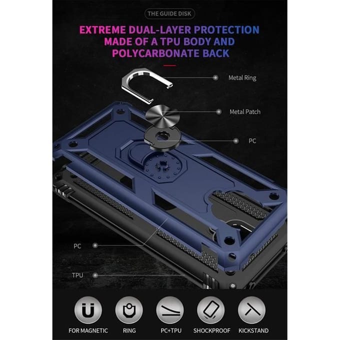 Hoesje - Xiaomi - Redmi Note 9 Pro Max - TPU siliconen - Roterende ringhouder - Magnetische autohouder