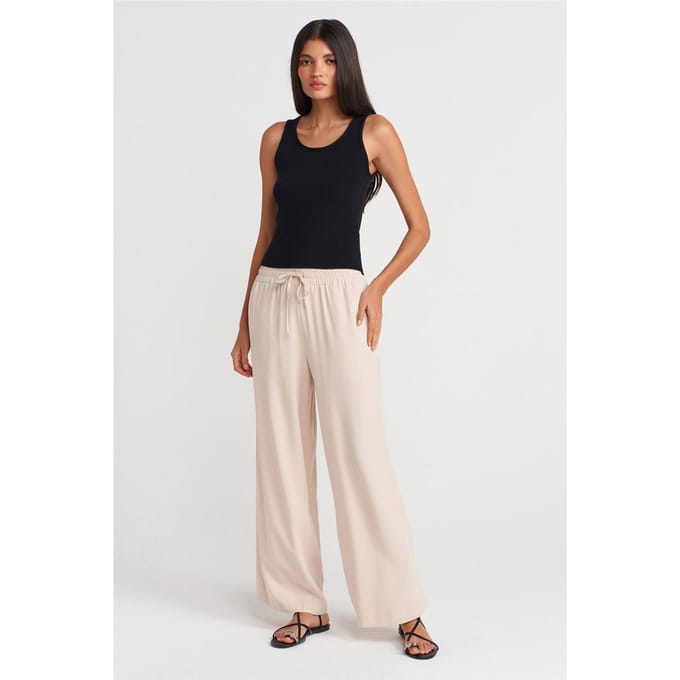 Tencel Wijde Pantalon met Trekkoord Taille