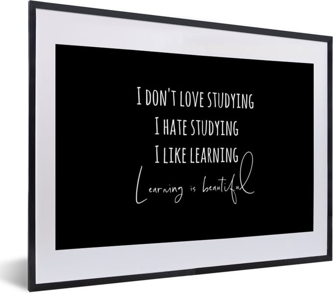 Fotolijst incl. Poster - Quote - Studeren - Liefde - 40x30 cm - Posterlijst