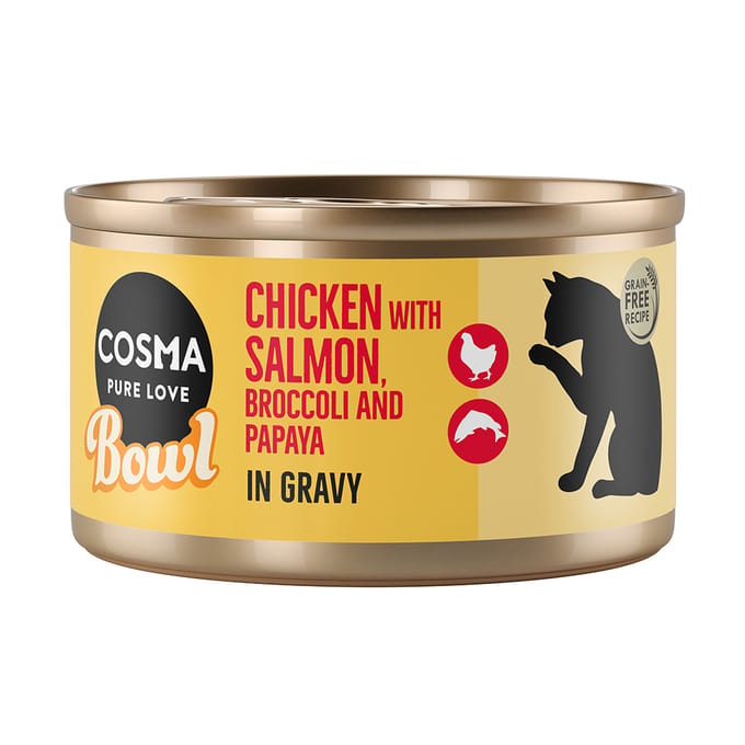 24x80g Kipfilet met Zalm Bowl Cosma Kattenvoer