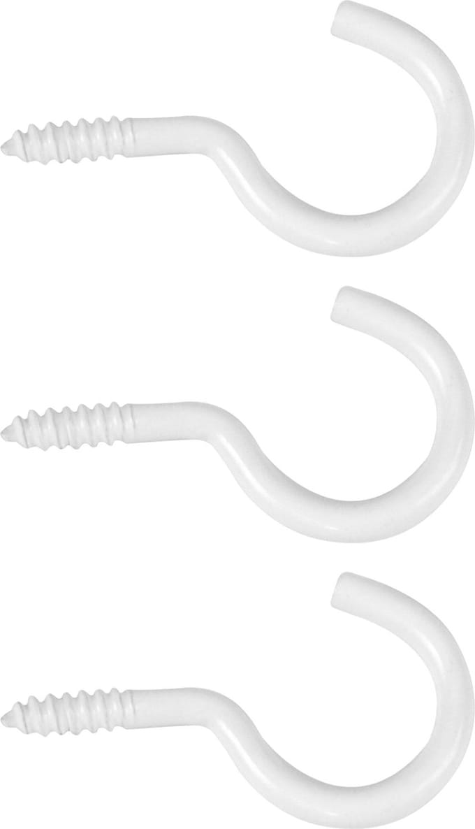 AMIG Schroefhaken - 39x - staal - 29 mm - wit - DHZ ijzerwaren - bevestigingsmaterialen