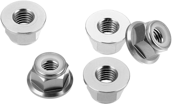 Set van 5 M8 Flensmoeren van Aluminium met Rubber Ring - Antislip, Geschikt voor Auto en Motorfiets