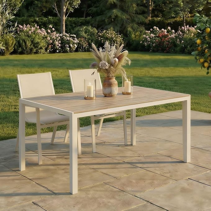 Tuintafel - Terrastafel Buiten - Buiten Eten - Weerbestendig WPC - 150 x 90 cm - Wit