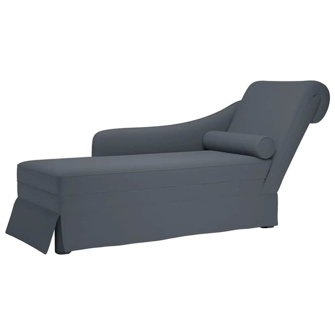 vidaXL - Chaise - longue - met - bolster&rechterarmleuning - fluweel - donkergrijs