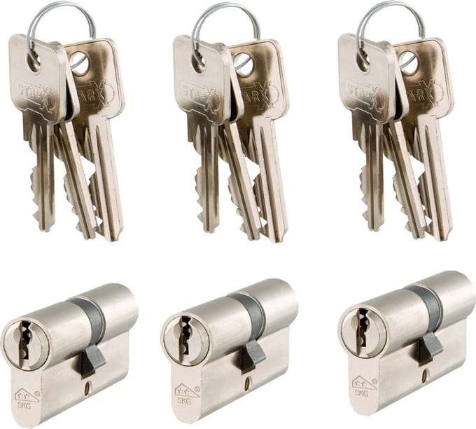 Wovar Cilinderslot SKG** 30 | 30 mm Gelijksluitend | Per Set 3 Stuks | Cilindersloten