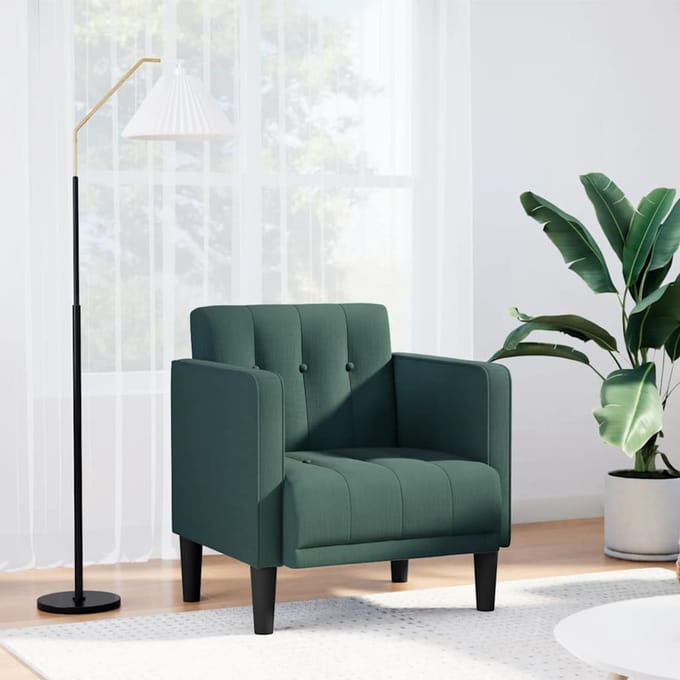 vidaXL - Fauteuil - met - armleuningen - Donkergroen - 53 - cm - Stof