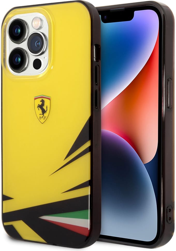 Ferrari Back cover - iPhone 14 Pro - Gold/Yellow - Double Layer Print - Sportief Design