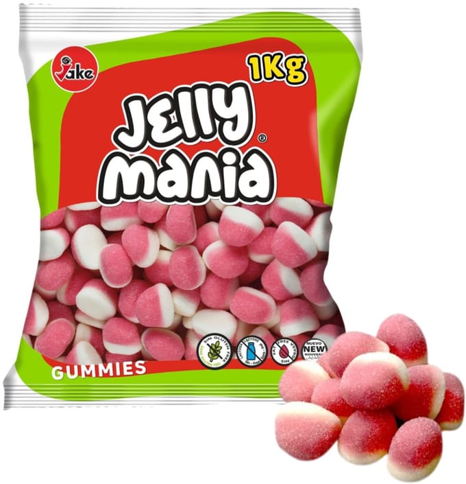 Jake - Aardbei Kusjes - Snoep - 1 Kilo - Halal - Besitos - Kisses
