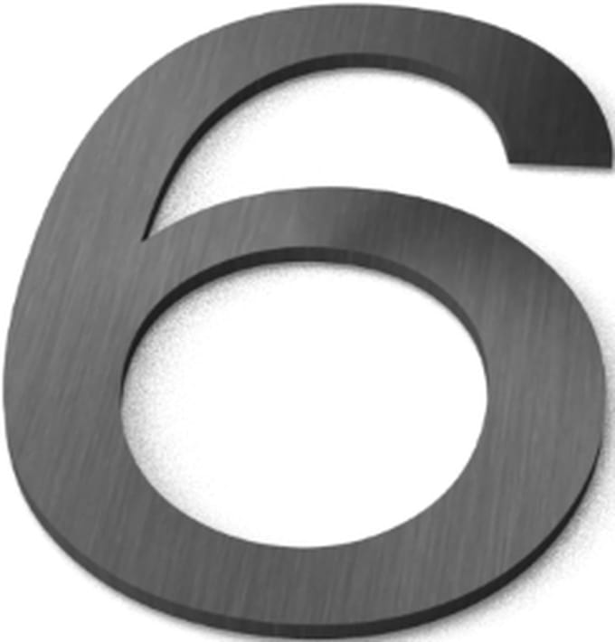 Nummer 6 Model: Huisnummer RVS