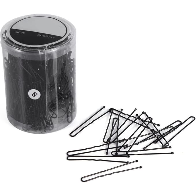 300PCS Fashionable Wavy Thin U shaped Clip Pins Grips Hairdressing Styling DIY Tools(Black S) S