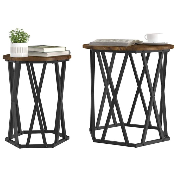 vidaXL - Salontafel - 2 - st - Rook - Eiken - 50 - x - 50 - x - 50 - cm