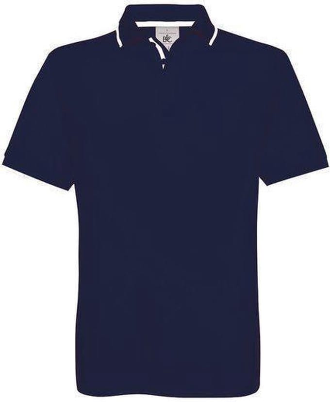 Polo B&C Safran Sport Kleur Navy/White, Maat M