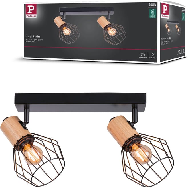 Spotlight Lanka E14 230V max. 2x20W dimbaar Zwart