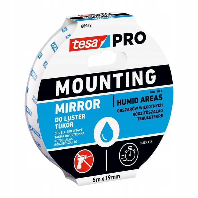 Tesa PRO - Montage Tape - Spiegel - Twee Zijden - 5m x 19mm