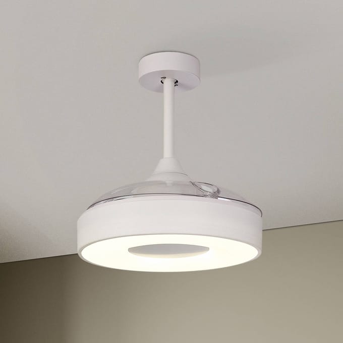 Mantra Iluminación LED plafondventilator Coin Mini wit DC stil Ø 91 cm CCT