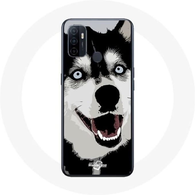 Oppo A53 hoesje Siberische husky blauwe ogen