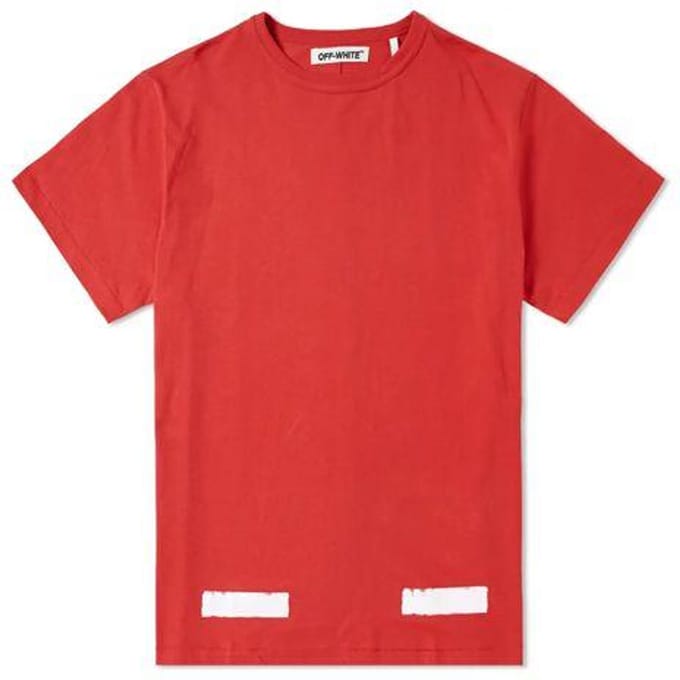 Off-White c/o Virgil Abloh Basic Gestreept Korte Mouw T-shirt Heren Tops Rood OMAA002F161850102001 XXS red