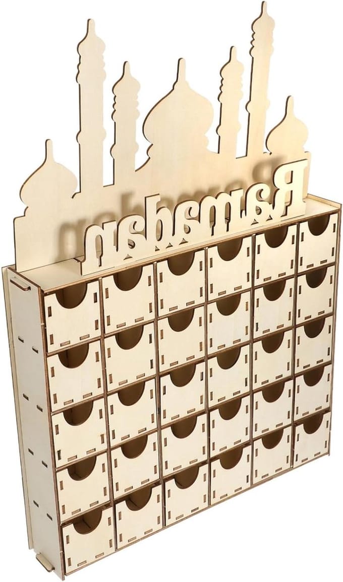 Ramadan Advent Kalender - Houten Telkalender - Eid Mubarak Decoratie - Met Lades - 44.5 cm - Multi