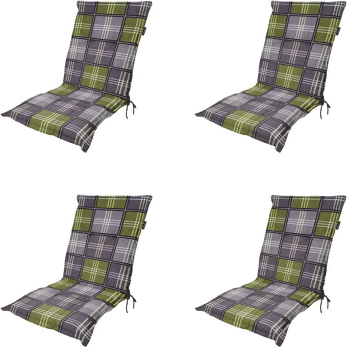 Madison - Tuinstoelkussen Lage Rug Patchy olive - Ca. 105x50 cm - Set van 4