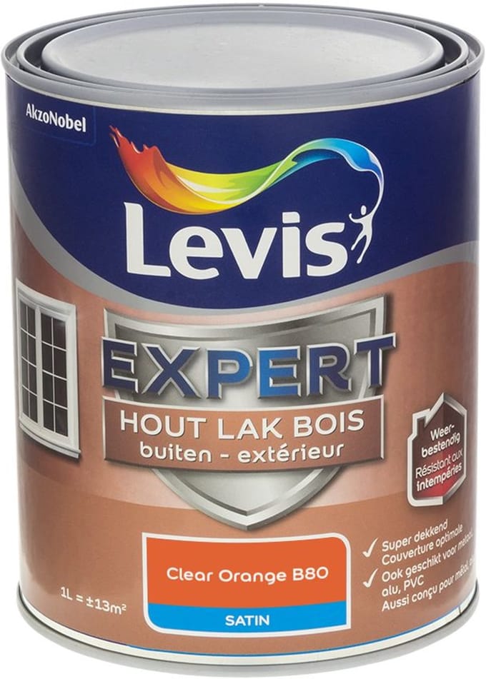 Levis - Expert Hout Lak Buiten Satin Mix - Clear Orange B80 - Mengverf - 1 L
