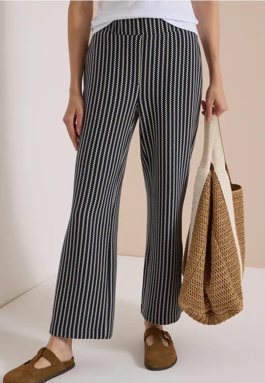 Broek met Wide Leg pijpen in gebreide look
