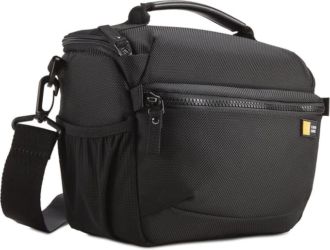 Verstelbare zwart cameratas voor DSLR met accessoires