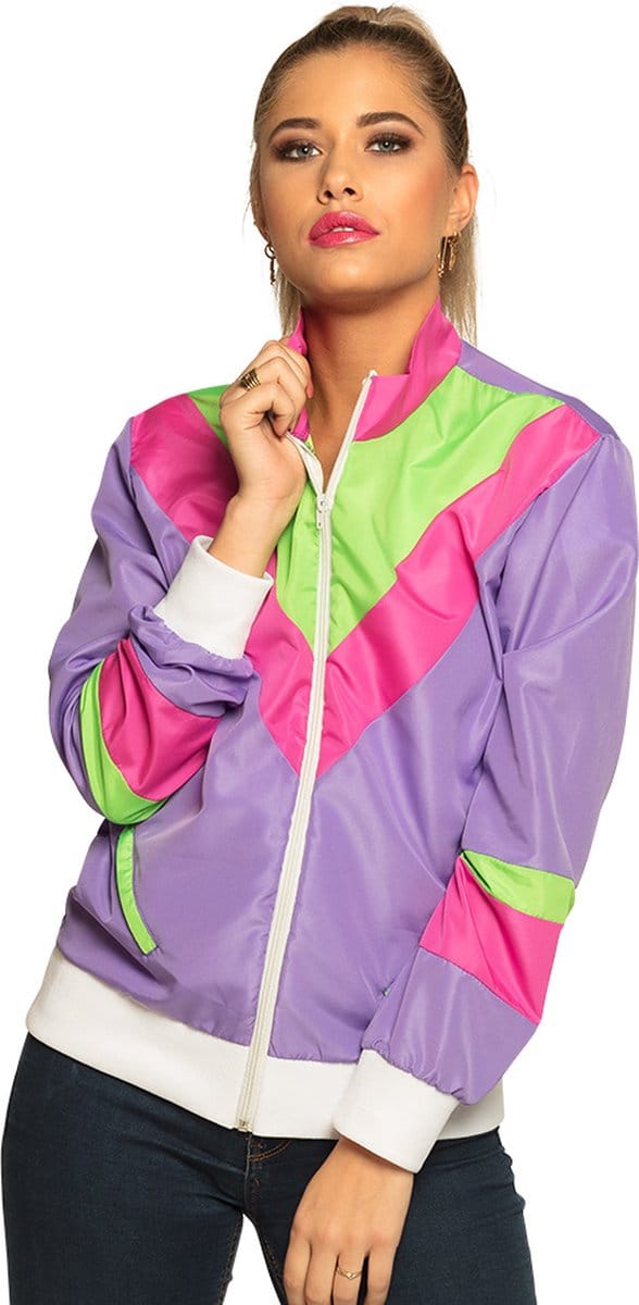 Boland - Trainingsjasje Retro babe paars (M) - Volwassenen - - 80's & 90's - Disco