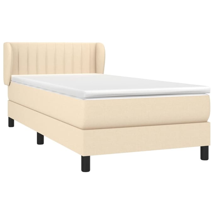 vidaXL - Boxspring - met - matras - stof - crèmekleurig - 80x200 - cm