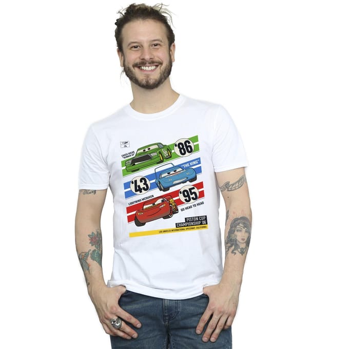Disney Heren Cars Piston Cup Kampioenen T-Shirt (Wit)