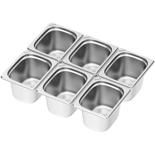 GGM Gastro (6 Stück) Edelstahl-Behälter GN 1/2 - Höhe 200mm