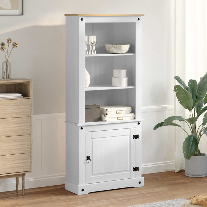 vidaXL - Highboard - Wit - 74 - x - 38 - x - 170 - cm - Massief - grenenhout