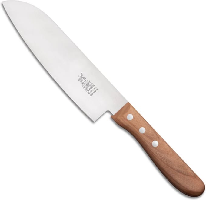 Robert Herder Santoku Koksmes – Carbonstaal – Lemmet 16,5 cm – Heft Kersenhout