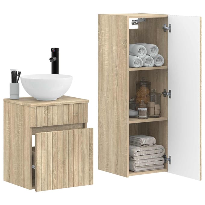vidaXL - Badkamermeubel - Set - 2 - st - Sonoma - Eiken - 33 - x - 34,5 - x - 100 - cm