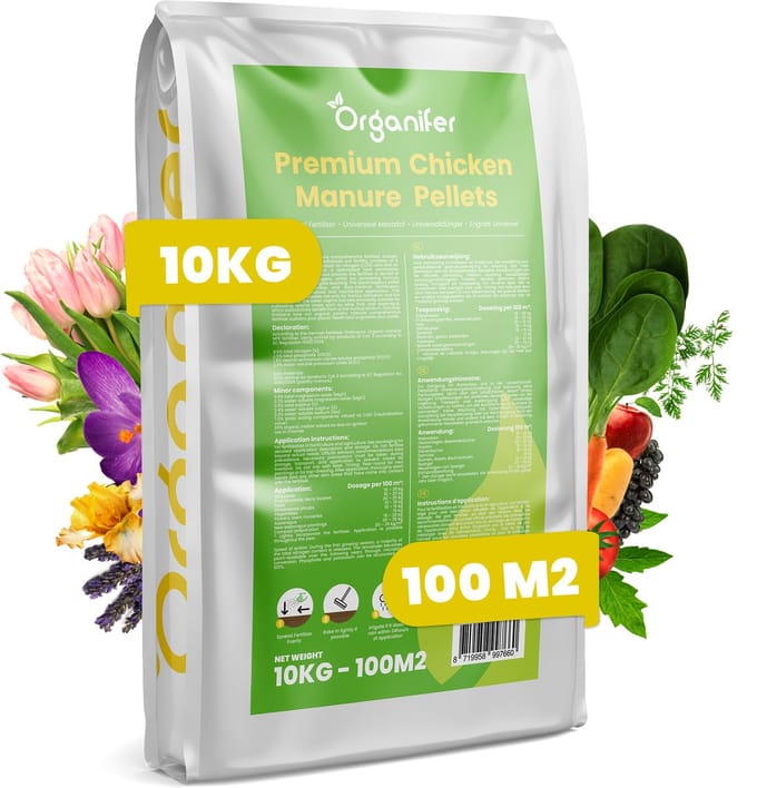 Premium Kippenmestkorrels (10Kg voor 50m2)  Organifer